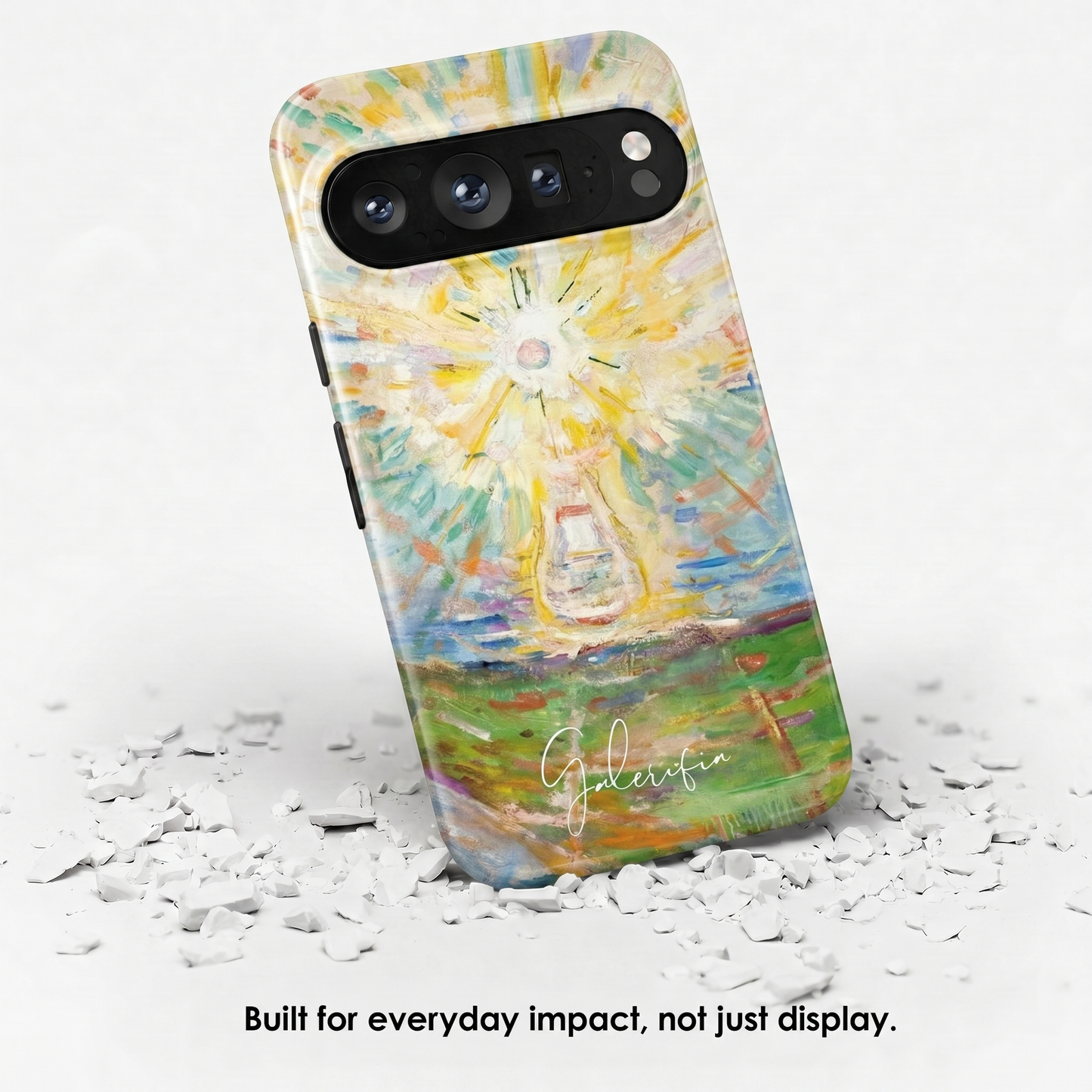 Angled view of The Sun by Edvard Munch tough Google Pixel case