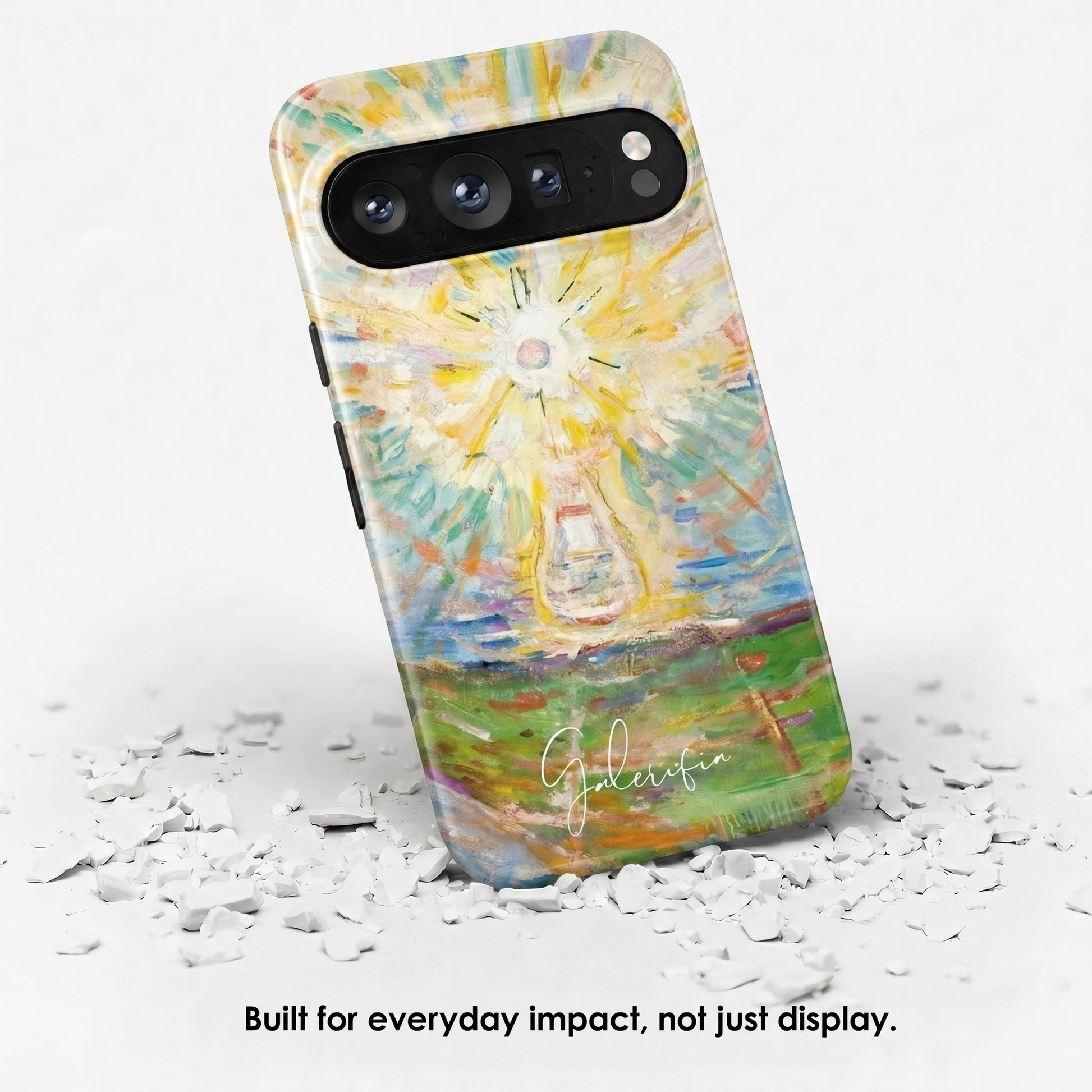 Angled view of The Sun by Edvard Munch tough Google Pixel case
