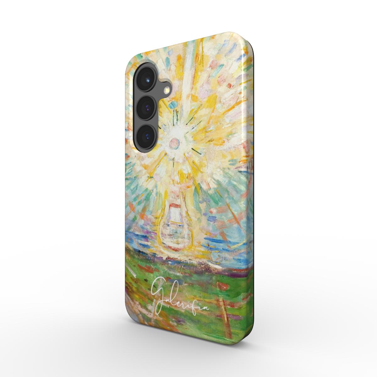 Side profile of The Sun Edvard Munch Google Pixel case showing slim protective edges