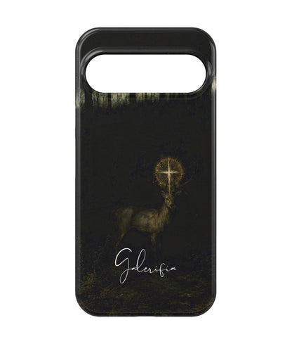 Angled view of The Vision of Saint Hubert inspired by Gustave Moreau Google Pixel tough phone case