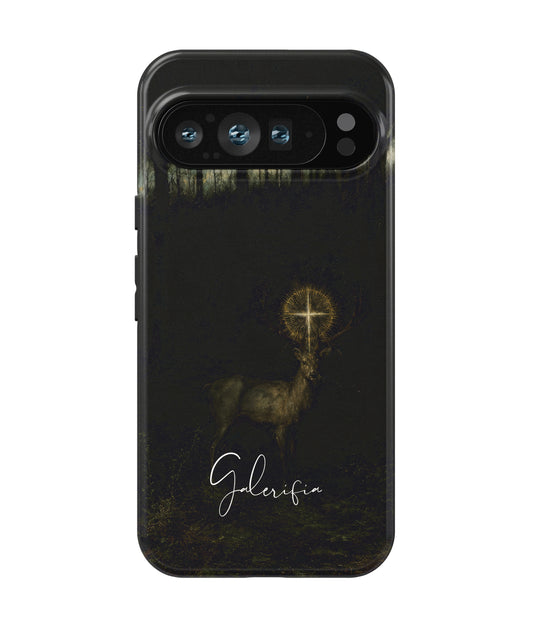 The Vision of Saint Hubert inspired by Gustave Moreau printed on a tough Google Pixel phone case front view