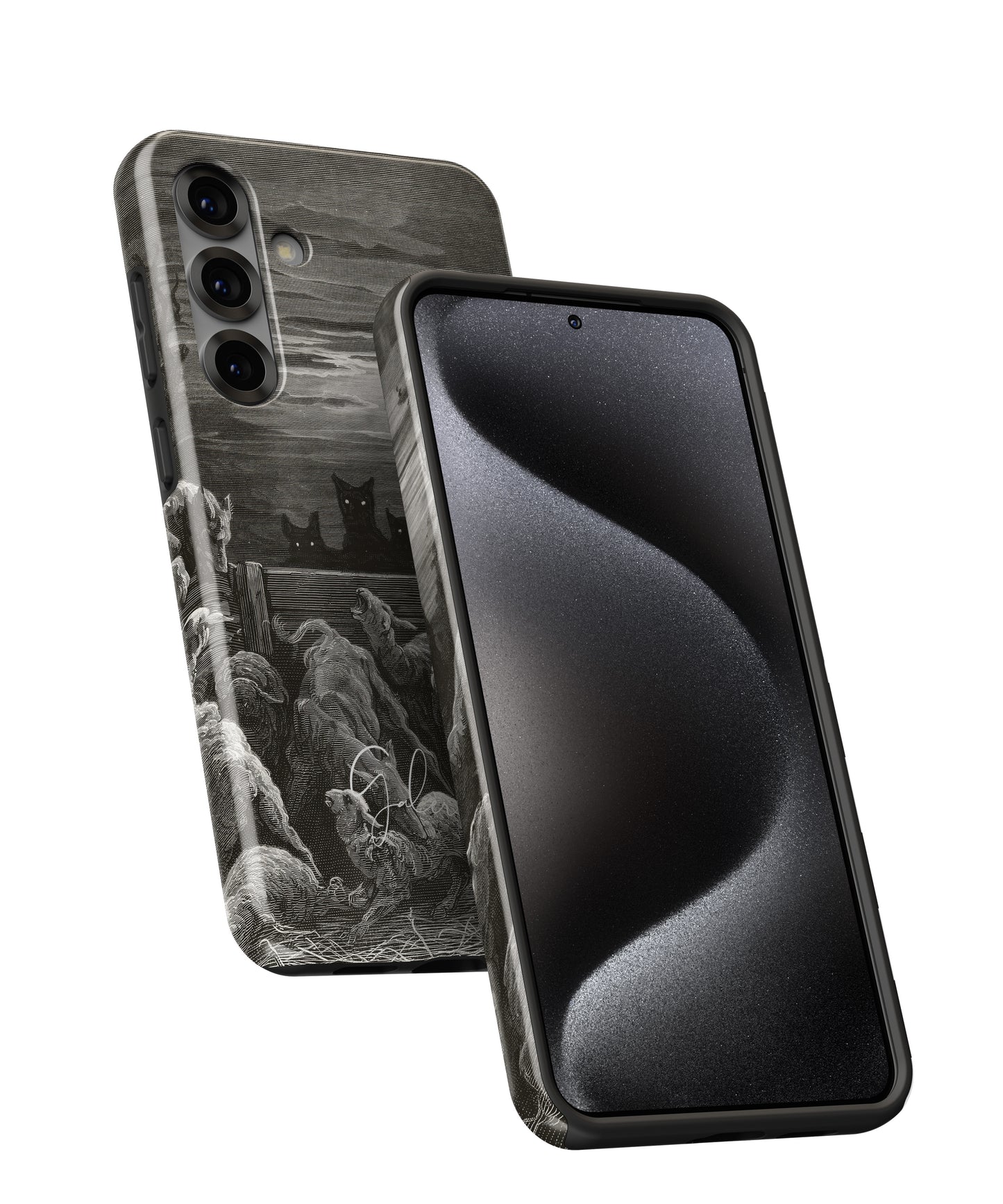 The Wolves and The Sheep by Gustave Doré printed on a tough Samsung Galaxy phone case front and back view