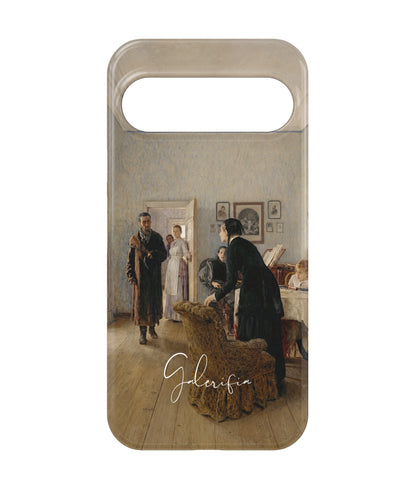 Close-up camera cutout view of They Did Not Expect Him by Ilya Repin Google Pixel phone case