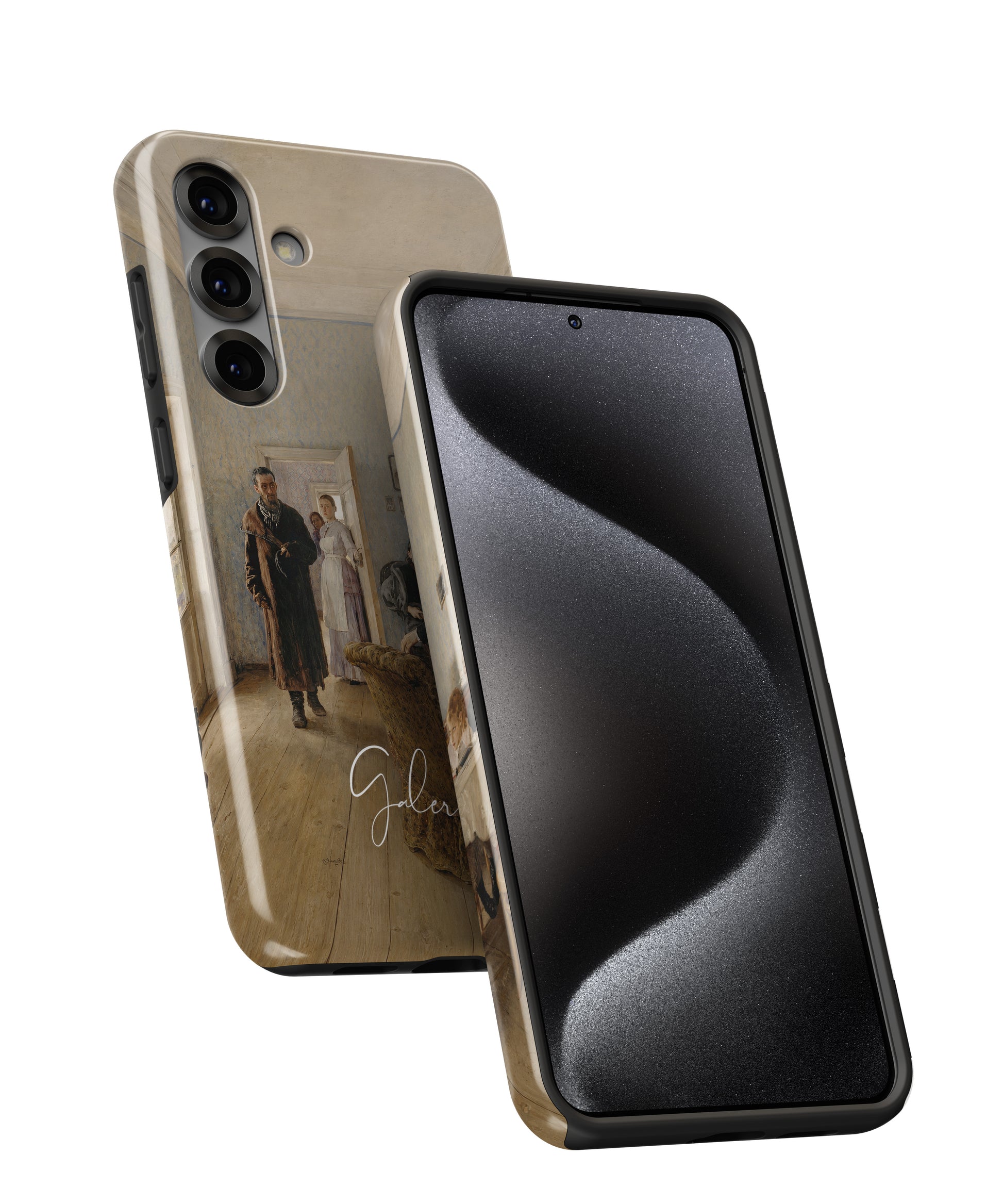 Exploded view of tough Samsung Galaxy case featuring They Did Not Expect Him by Ilya Repin artwork