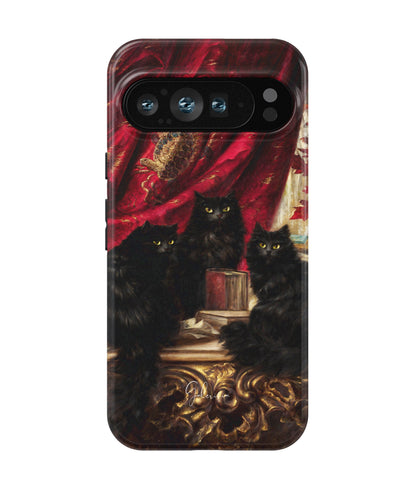 Three Black Cats by Carl Kahler Google Pixel Case