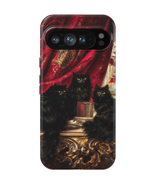 Three Black Cats by Carl Kahler Google Pixel Case