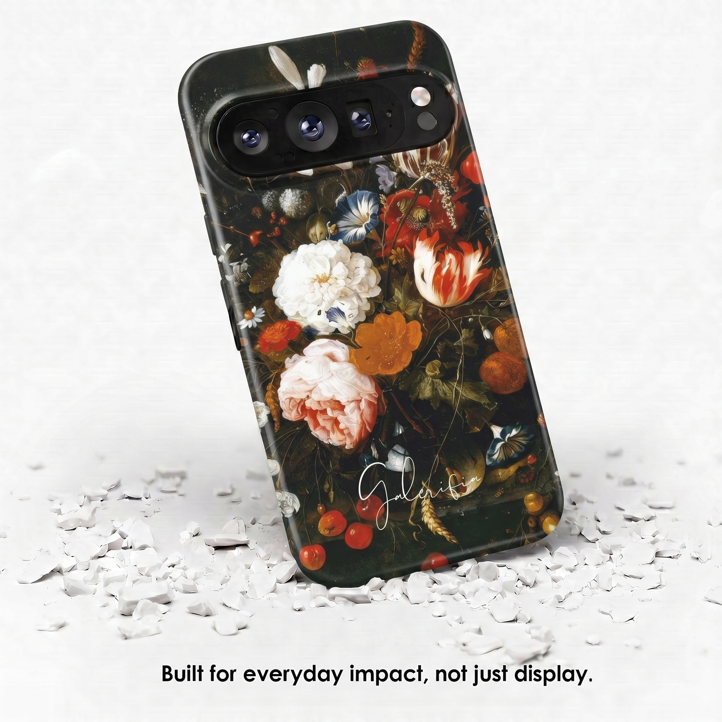 Angled view of Vase of Flowers by Jan Davidsz. de Heem tough Google Pixel case