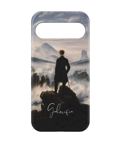Close-up camera cutout view of Wanderer above the Sea of Fog by Caspar David Friedrich Google Pixel phone case