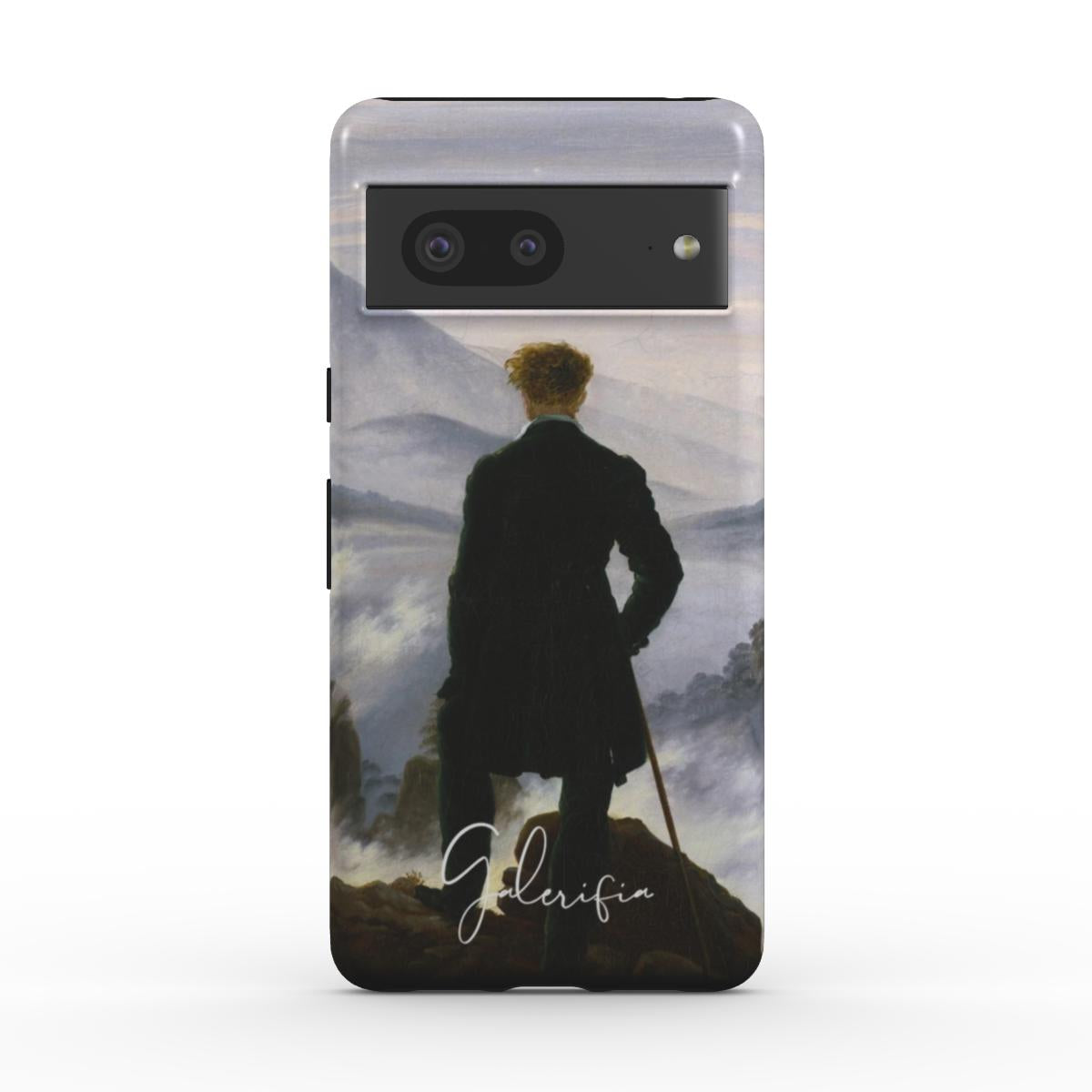 Back view of Wanderer above the Sea of Fog by Caspar David Friedrich printed on a Google Pixel case