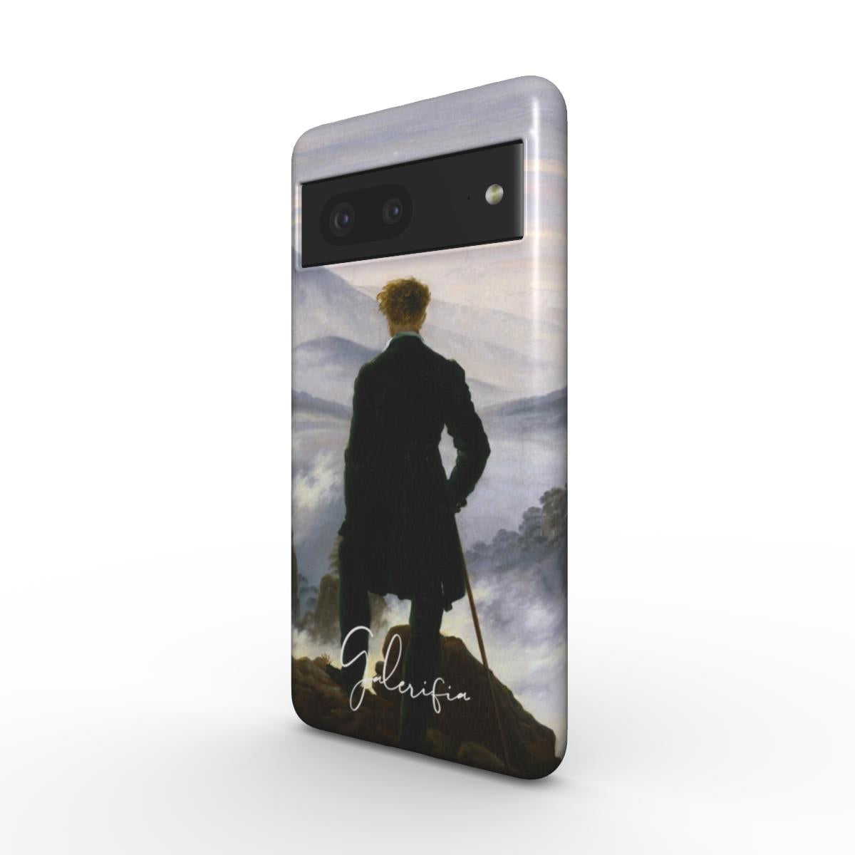 Side profile of Wanderer above the Sea of Fog Caspar David Friedrich Google Pixel case showing slim protective edges