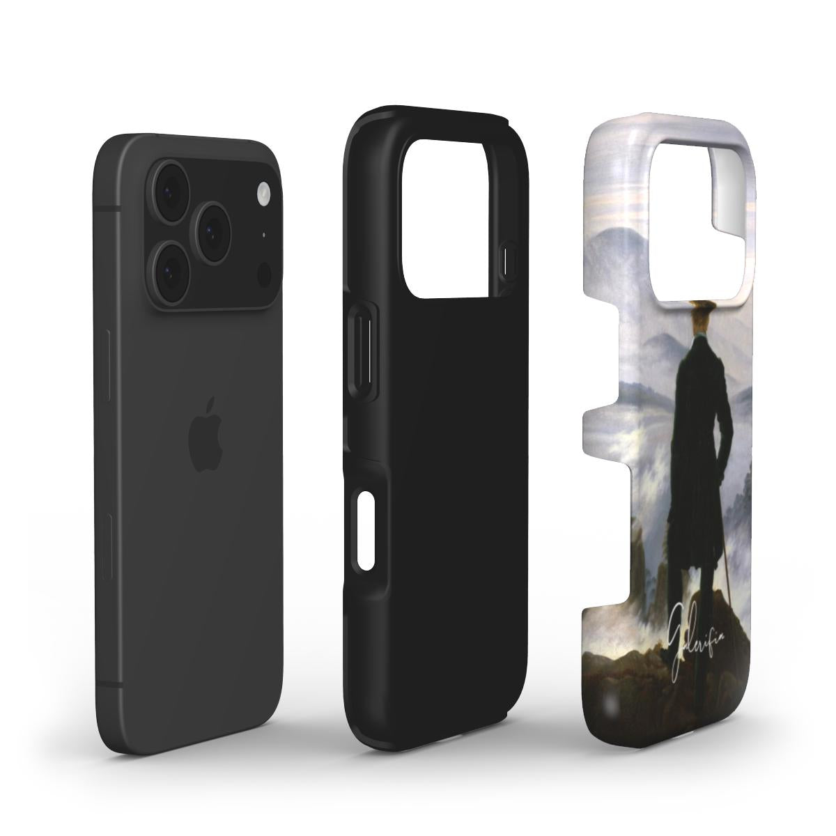 Edge detail of Wanderer above the Sea of Fog by Caspar David Friedrich iPhone case