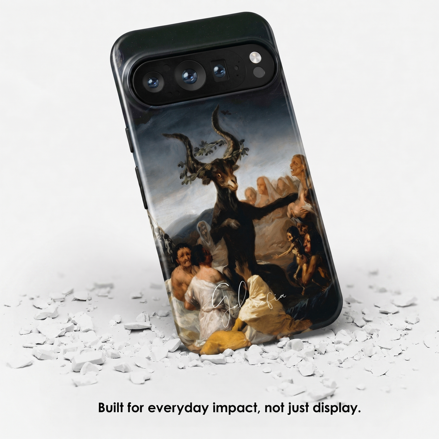 Angled view of Witches' Sabbath by Francisco Goya tough Google Pixel case
