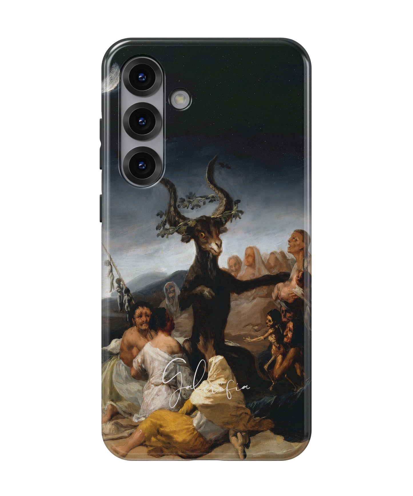 Close-up camera cutout view of Witches' Sabbath by Francisco Goya Samsung Galaxy phone case