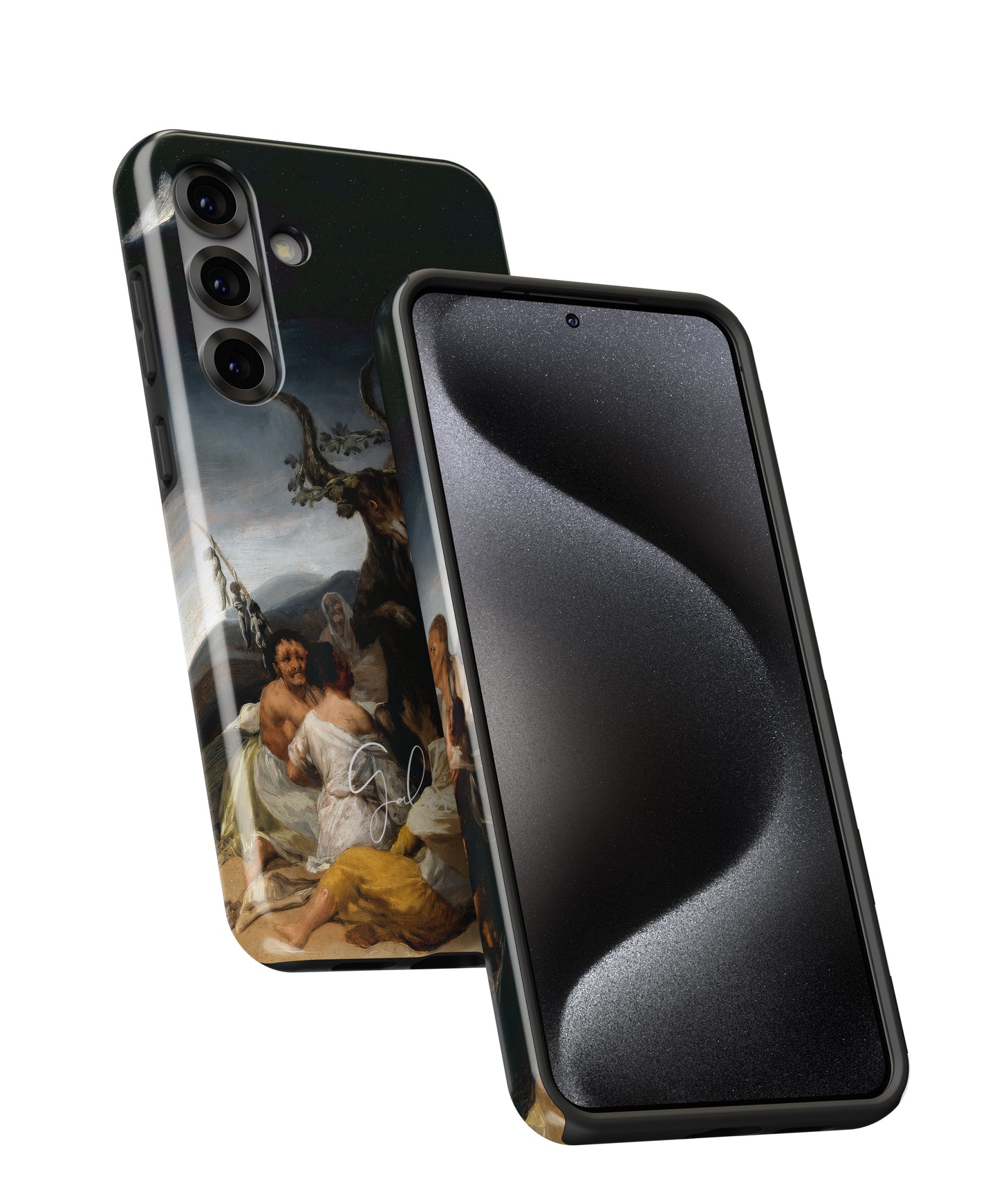 Witches' Sabbath by Francisco Goya printed on a tough Samsung Galaxy phone case front and back view