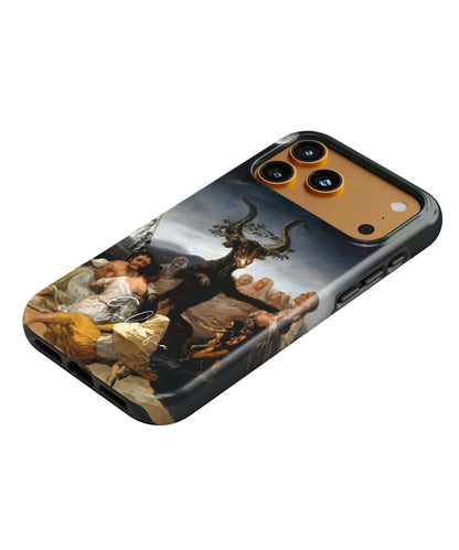 Premium fine art iPhone cases by Galerifia displayed as part of an everyday carry collection featuring dark gothic artwork.