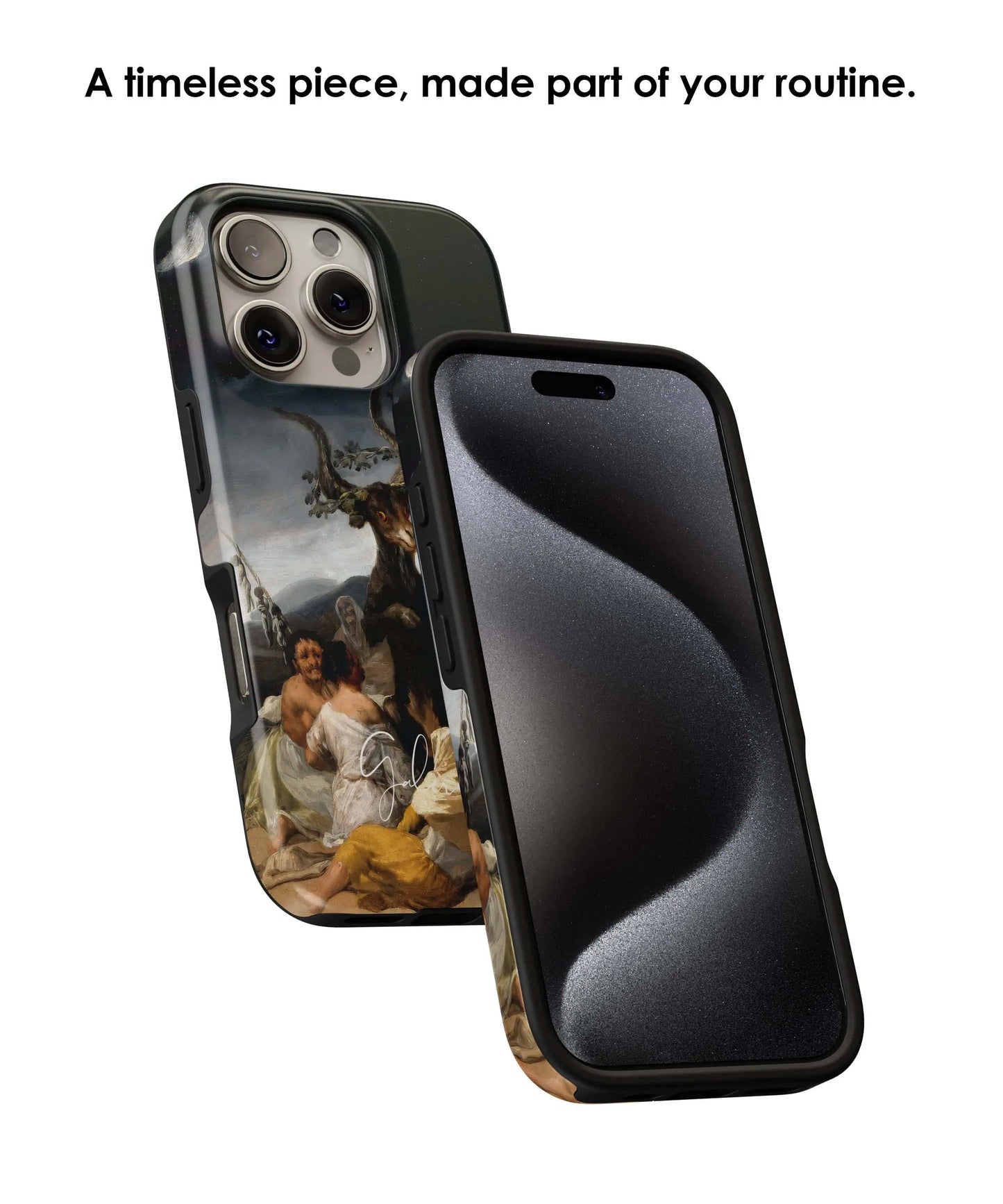 Lifestyle render of Witches' Sabbath by Francisco Goya premium iPhone case designed for everyday protection by Galerifia.