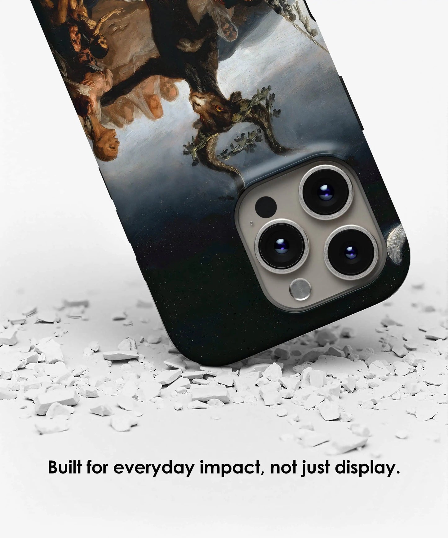 Protective tough iPhone case featuring Witches' Sabbath by Francisco Goya displayed with impact resistant design by Galerifia.